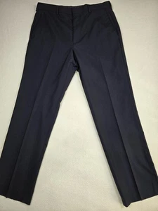 Pantalone uomo J Crew 100% lana 34x32 blu navy piatto davanti elegante - Foto 1 di 4