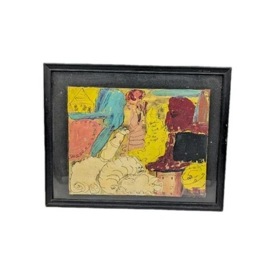 Pintura 'Beasties that se escondem na noite' Rubi Assinado '69 Chagall ESTILO estranho - Imagem 1 de 4