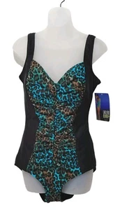 Carol Wior Bathing Suit Shirred Front Underwire Pool / Beach Swimsuit Size 16 - Picture 1 of 9