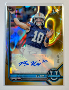 2021-2022 Bowman University Bo Nix Auto Gold Lava /50 1st SSP Oregon