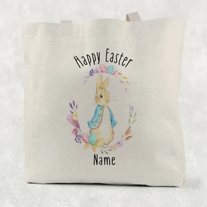 Happy Easter Peter Rabbit Cotton Gift Bag, Tote Bag Personalised, re useable bag - Picture 1 of 4