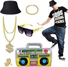 80s 90s Hip Hop Fancy Dress Costume Kit Gangster Costume, 90s Rapper Accessories