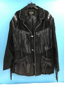 Scully schwarze Lederjacke mit Fransen & Perlen Größe 52 - Bild 1 von 7