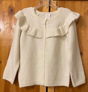 NWOT IVORY WHITE RUFFLE CARDIGAN SWEATER BY EVER & EVER SIZE 4 - Picture 1 of 2