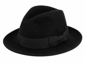 Premium Milano Wool Felt Fedora Hat Crushable w/Grosgrain Band Classic Flat Brim - Picture 1 of 20