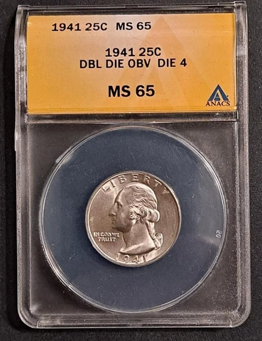 1941-P Washington Quarter DDO Die 4 - ANACS MS 65 - GREAT VARIETY!!-d8814cxxx Cover