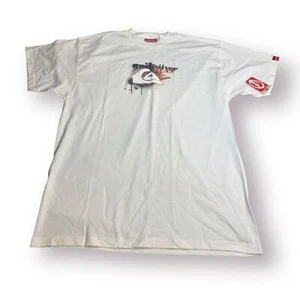 Camiseta Quiksilver Gráfica Talla Grande Blanca Camisa Retro 100% Algodón Patinador - Imagen 1 de 5