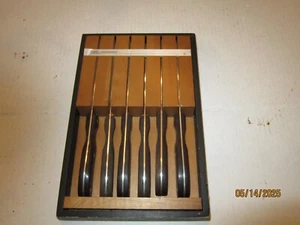 Vintage 1950s Ekco Arrowhead 6 Pc Steak Knife Set w/ Hanging Storage Tray Minty! - Picture 1 of 5