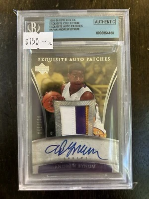 2005-2006 Upper Deck Exquisite Rookie Patch Auto Andrew Bynum Signature /100 - Image 1 of 2