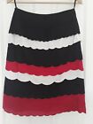 Per Una Ladies Red, Black, White Scalloped Linen Skirt, Size; 8,