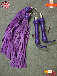 Swivel Flogger Bullwhip Top Leather Falls Hand Crafted Nunchuck Florentine Each - Picture 1 of 6