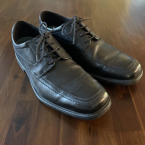 Scarpe eleganti stringate Clarks da uomo Oxford in pelle nera taglia 13 punta quadrata usate
