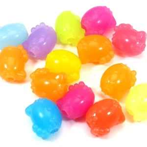 50 Mixed Jelly Color Acrylic Cute Cat Head Beads 14X12mm - Picture 1 of 10