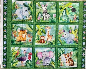 Jungle Friends~In the Beginning Fabrics Animal Fabric Panel 2021 36x44" Quilting - Picture 1 of 5