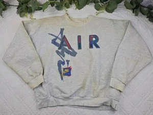 VTG Nike Air Pullover Sweatshirt Gray Graphic 90's Size M Grunge Distressed - Picture 1 of 11
