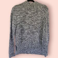 Kinross Size Medium 100% Cotton Heather Gray Knit Mock Neck Sweater Pullover