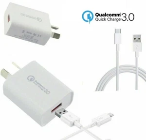 Qualcomm 3.0 Certified FAST Wall Charger For Galaxy S21 S20 S10/9/8/7/6 Note9 8 - Picture 1 of 13
