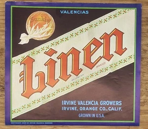 Label Linen Citrus Oranges Irvine California - Picture 1 of 1