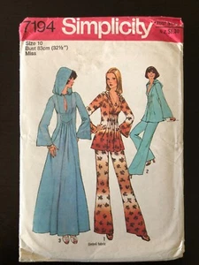 Simplicity 7194 Sewing Pattern Hooded Top Tunic Dress Pants UNCUT Size 10 32.5" - Picture 1 of 2