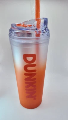 BRAND NEW DUNKIN' DONUTS 24 OZ. ORANGE SUMMER 2024 OMBRE INSULATED TUMBLER - Image 1 of 4