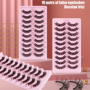 10 Paar Nerzwimpern Im Russischen Stil D-Curl Vollständig Gewellte 3D- ( - Bild 1 von 34