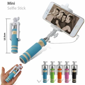 Universal Mini Monopod Selfie Stick Small Portable Wired Holder for Mobile Phone - Picture 1 of 10