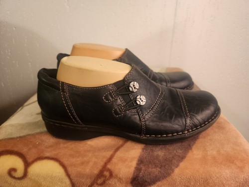 Mocassini ballerine Clarks Collection donna tg 10 M neri in pelle con zip #42