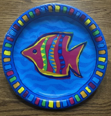 Platos de pastel de verano para peces acuario fiesta de cumpleaños coloridos piscina playa de colección hechos en EE. UU. Foto 1 de 4