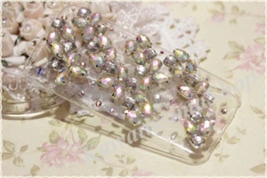 Cover in silicone TRASPARENTE con strass decorativi cangianti HANDMADE IPHONE 6 - Picture 1 of 1