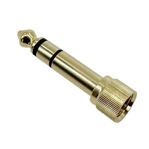 6.35mm 1/4" Stereo Male to 3.5mm 1/8" Female Jack Audio Adapter W/ Screw On Gold - Picture 1 of 12