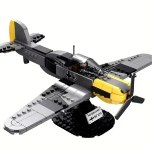WW2 BF-109 Strike Fighter With Display Stand And Minifigure Building Blocks Set - Picture 1 of 5
