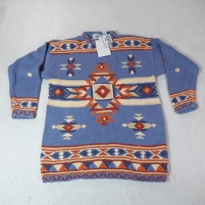 Northern Isles Pullover Damen Large blau Southwestern Azteken Handstrick Tunika Oberteil - Bild 1 von 15