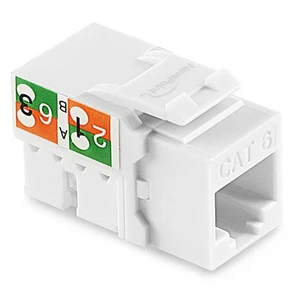 NavePoint 90 Degree Cat6 Keystone Jack, RJ45 Ethernet, Type 110 White, 25-Pack - Photo 1/4