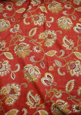 Mill Creek Fabrics Screen Print Floral Damask Vine Pattern Oranges 2.89 YDS - Image 1 of 4
