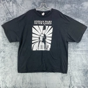 VTG Sitting Bull Indian Wars Never Ended 2 Sided Black Graphic T Shirt Tag XXL - Picture 1 of 12