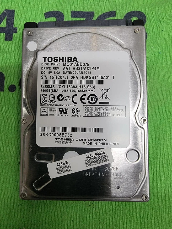 Toshiba 750GB 5400RPM 2.5" MQ01ABD075 SATA Notebook Hard Drive HDD - Image 1 of 1