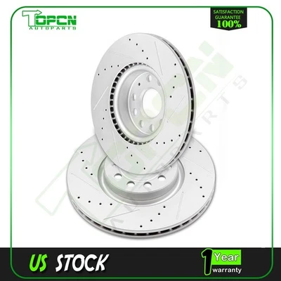 Front Brake Rotors Discs For 2015 2016 -2018 Audi Q3 2008-2009 Audi TT Slotted Foto 1 de 4
