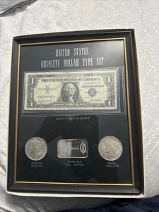 Silver Dollar Type Set Certifícate- Morgan Dollar- Peace Dollar - Bar In Frame - Picture 1 of 1