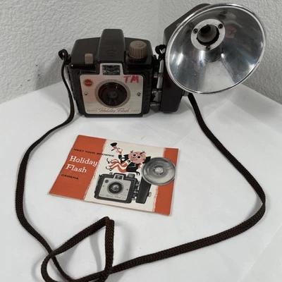 DE COLECCIÓN KODAK BROWNIE HOLIDAY FLASH Correa para Cámara y Manual Original NO PROBADO Foto 1 de 4