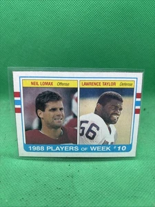 1989 Topps Lawrence Taylor Neil Lomax New York Giants Cardinals Box Bottom Card - Bild 1 von 2