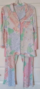 Kim Rogers Gr. Lg Intim Rosa Blumen Pyjama Lounge Capri Set  - Bild 1 von 8