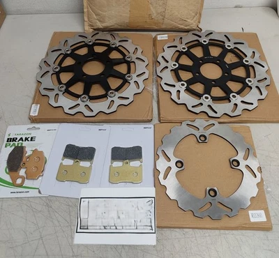 2 Front 1 Rear Brake Rotors Pads For Kawasaki Z1000 Z 1000 2003 2004 2005 2006 - Image 1 of 4