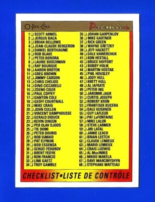 1990-91 OPC O-Pee-Chee PREMIER HOCKEY #132 CHECKLIST 1-132 UNMARKED NM+ (SB1) - Image 1 of 2