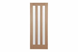 Modern Style 3 Panel Oak Frosted Glazed Internal Doors - Picture 1 of 3