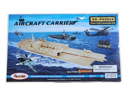 Rompecabezas 3D Portaaviones #1603 Madera Natural 170 piezas Edad Avanzada 9+ 2013 Nuevo  Foto 1 de 2