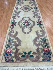 2'4" x 7'7" Chinese Art Deco Oriental Rug Floor Runner - Hand Made - 100% Wool - Picture 1 of 8