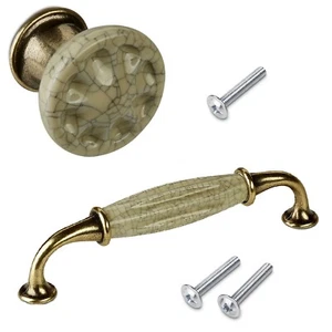 Porzellangriff krakeliert Messing Möbelgriffe Porzellangriffe Möbelgriff Griffe - Bild 1 von 3