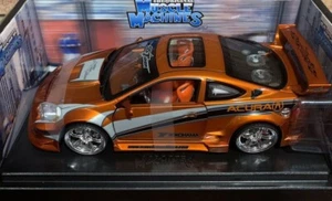 02 ACURA RSX DRIFT RACE CAR METALLIC ORANGE  MUSCLE MACHINES 1:18 NEW  - Picture 1 of 12