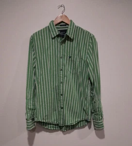 Uomo verde a righe media vestibilità vintage American Eagle manica lunga abbottonata - Foto 1 di 7
