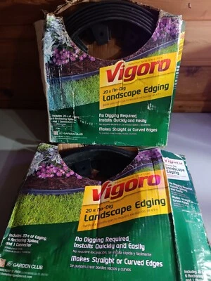 VIGORO 3,5 pulgadas x 20 pies bordes sin excavación paisaje negro flexible 2 cajas Foto 1 de 4